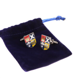 a picture of the high school of Dundee nickel plated cufflinks