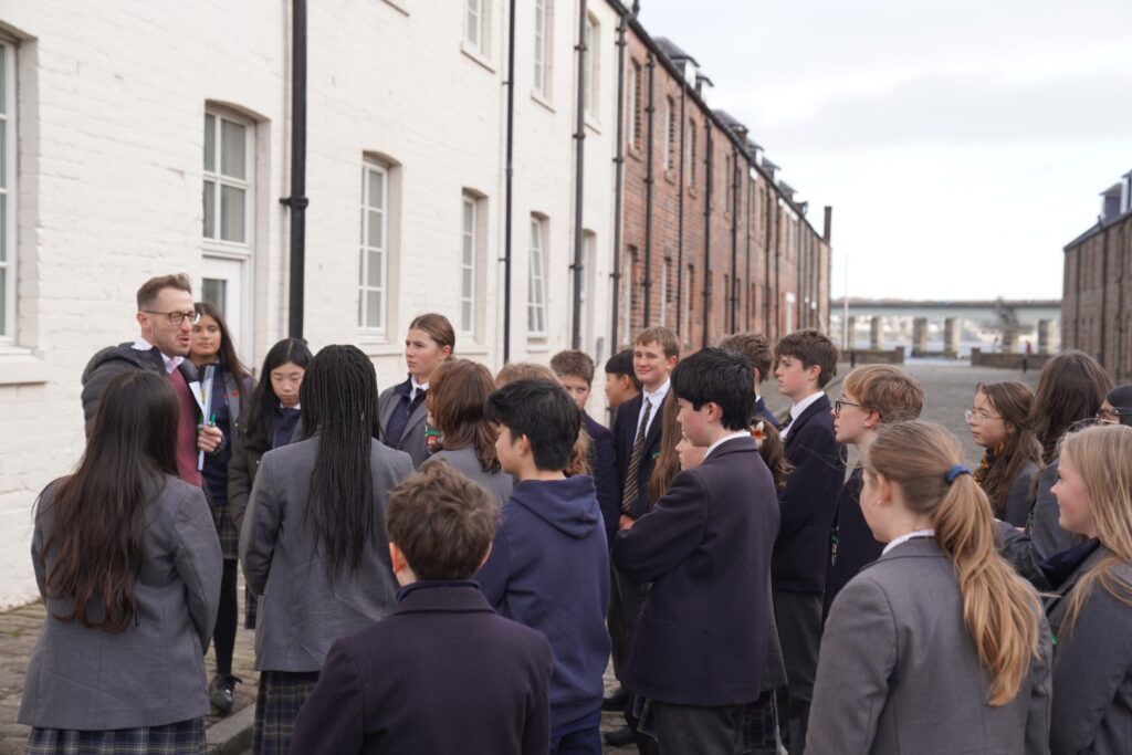 Pupils gather in Dundee street to walk in Mary Shelley's footsteps